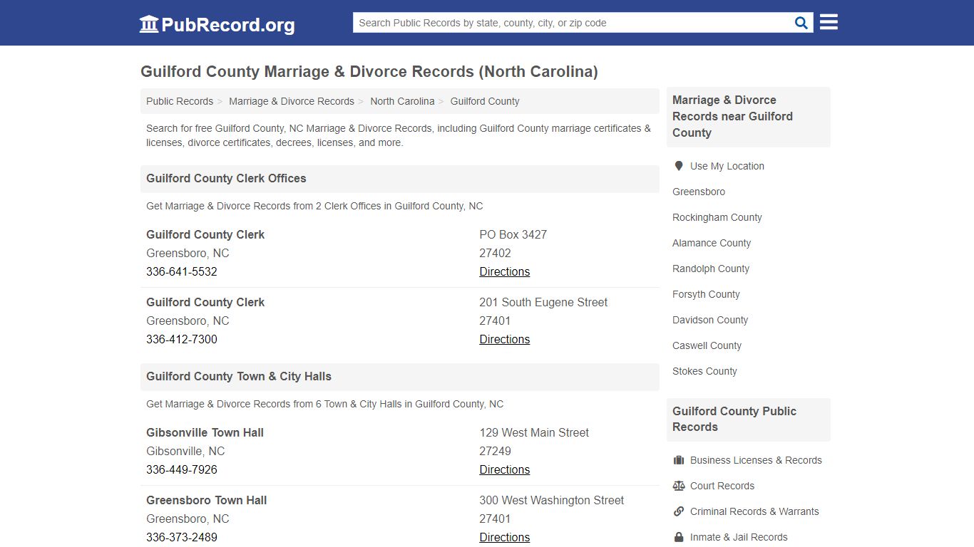 Guilford County Marriage & Divorce Records (North Carolina)